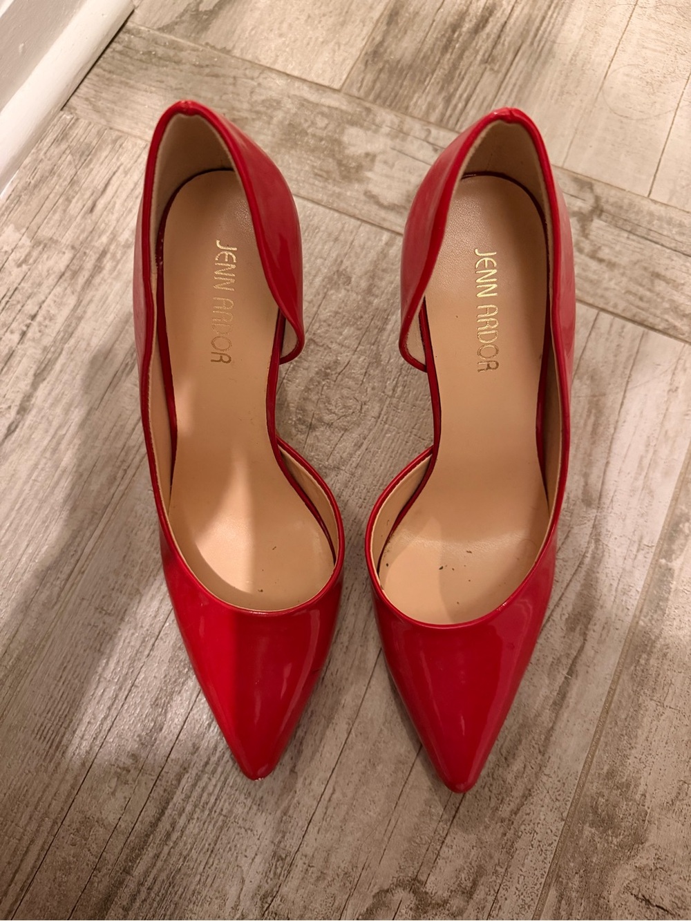 Jenn Ardor Glossy Red Pointed D'Orsay Pumps